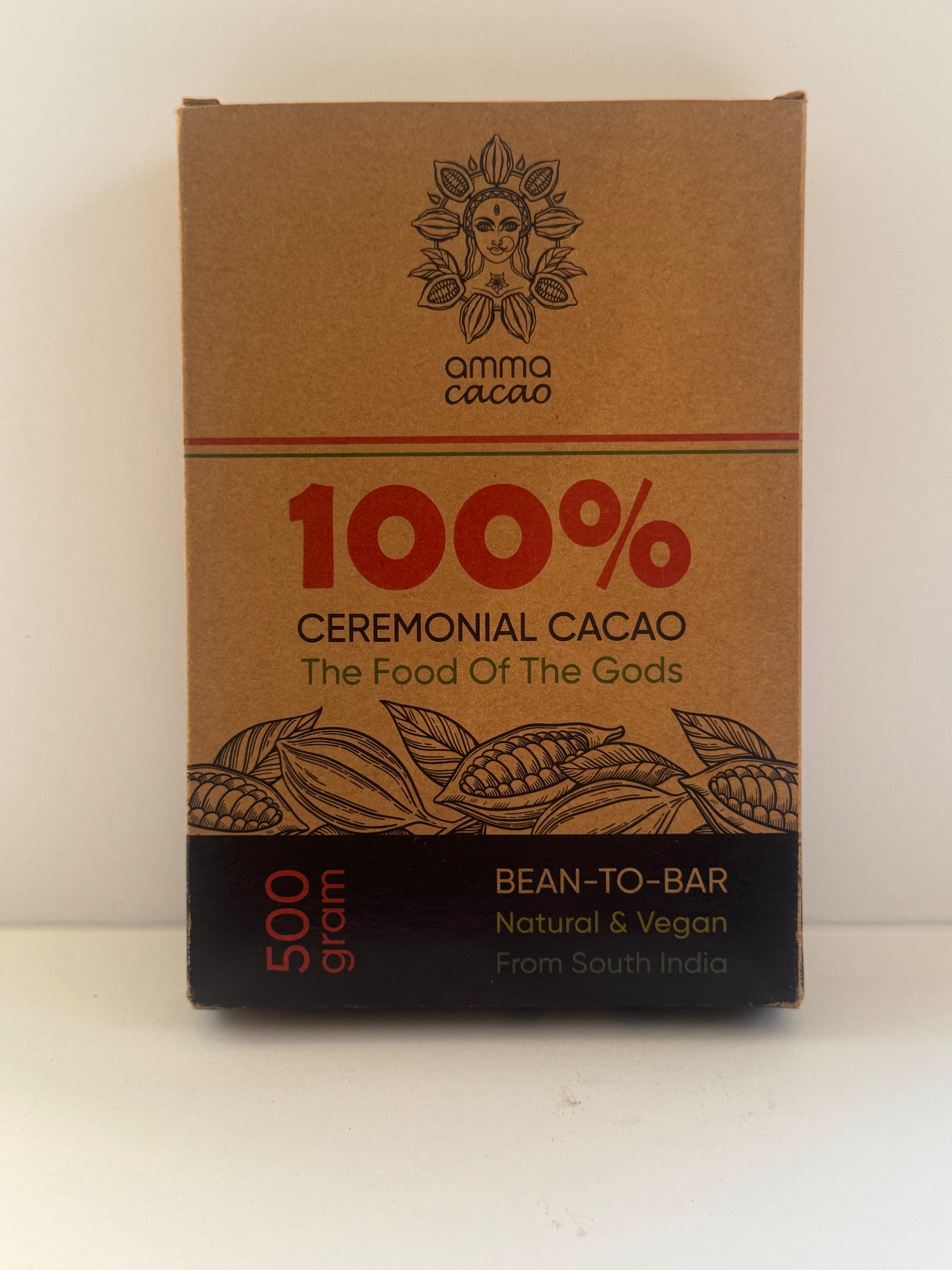 Ceremonial Cacao. 500g block. Amma Cacao India. - Just Cacao