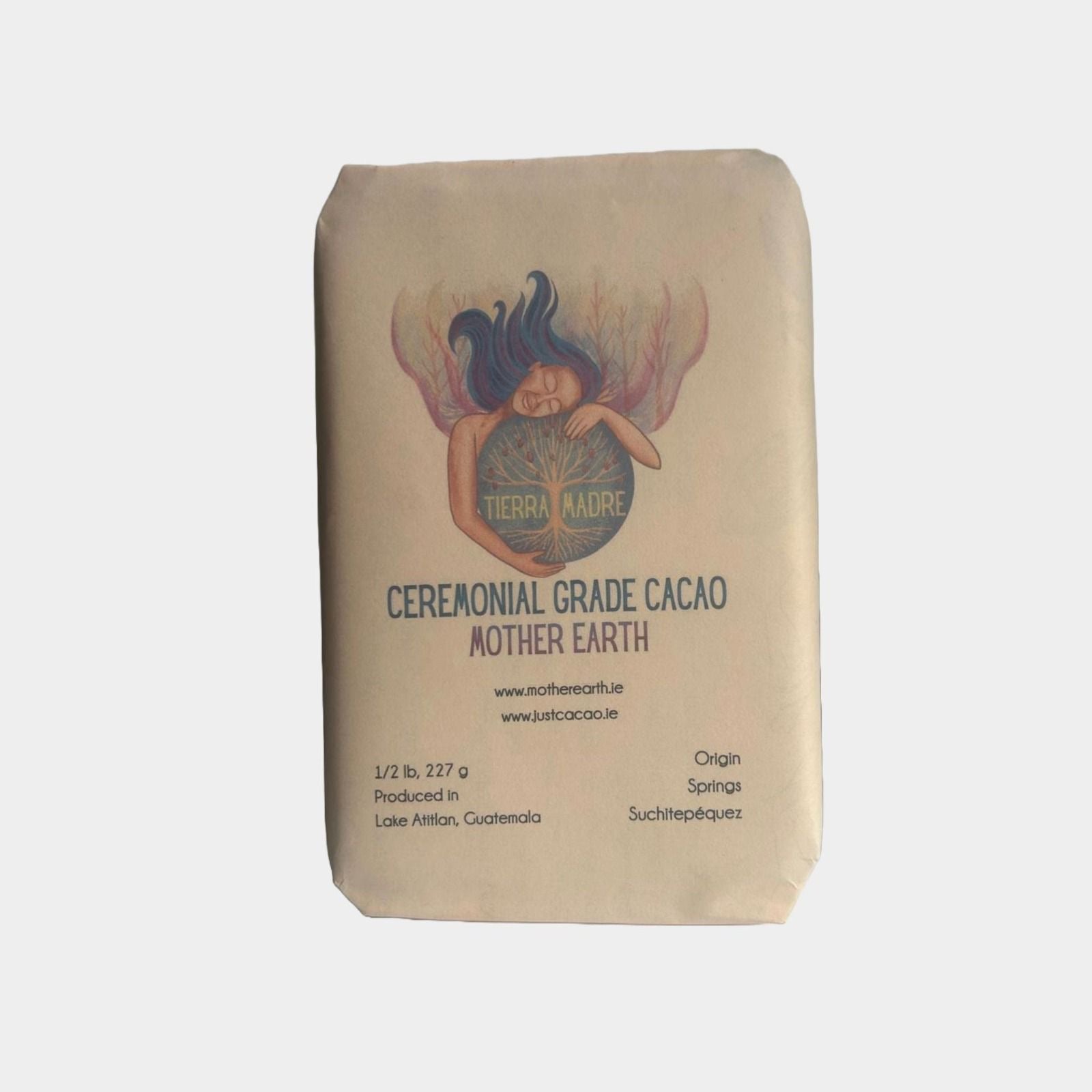 100% Ceremonial Cacao - Mother Earth - Finest Guatemalan Blend. Solid Cacao Bar (227g or 454g). Supports Womens Collective. (Cahabon origin) - Salmon Pink Colour.