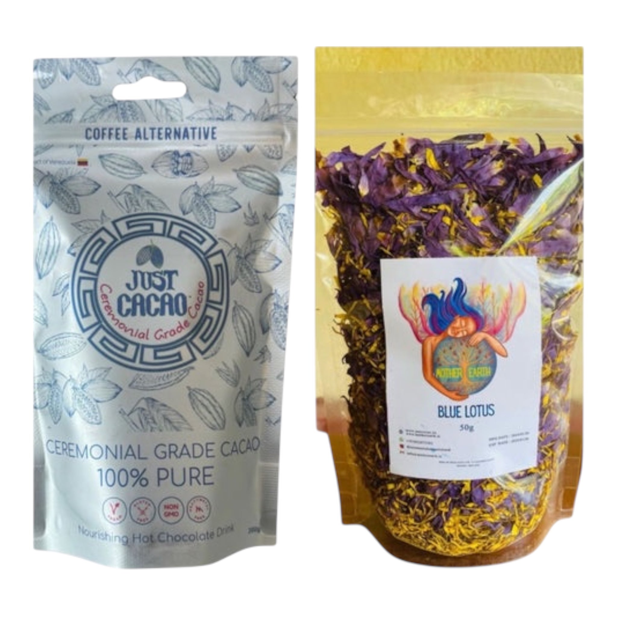 Dynamic Duo 💫 50g of Blue Lotus Petals & Just Cacao 200g