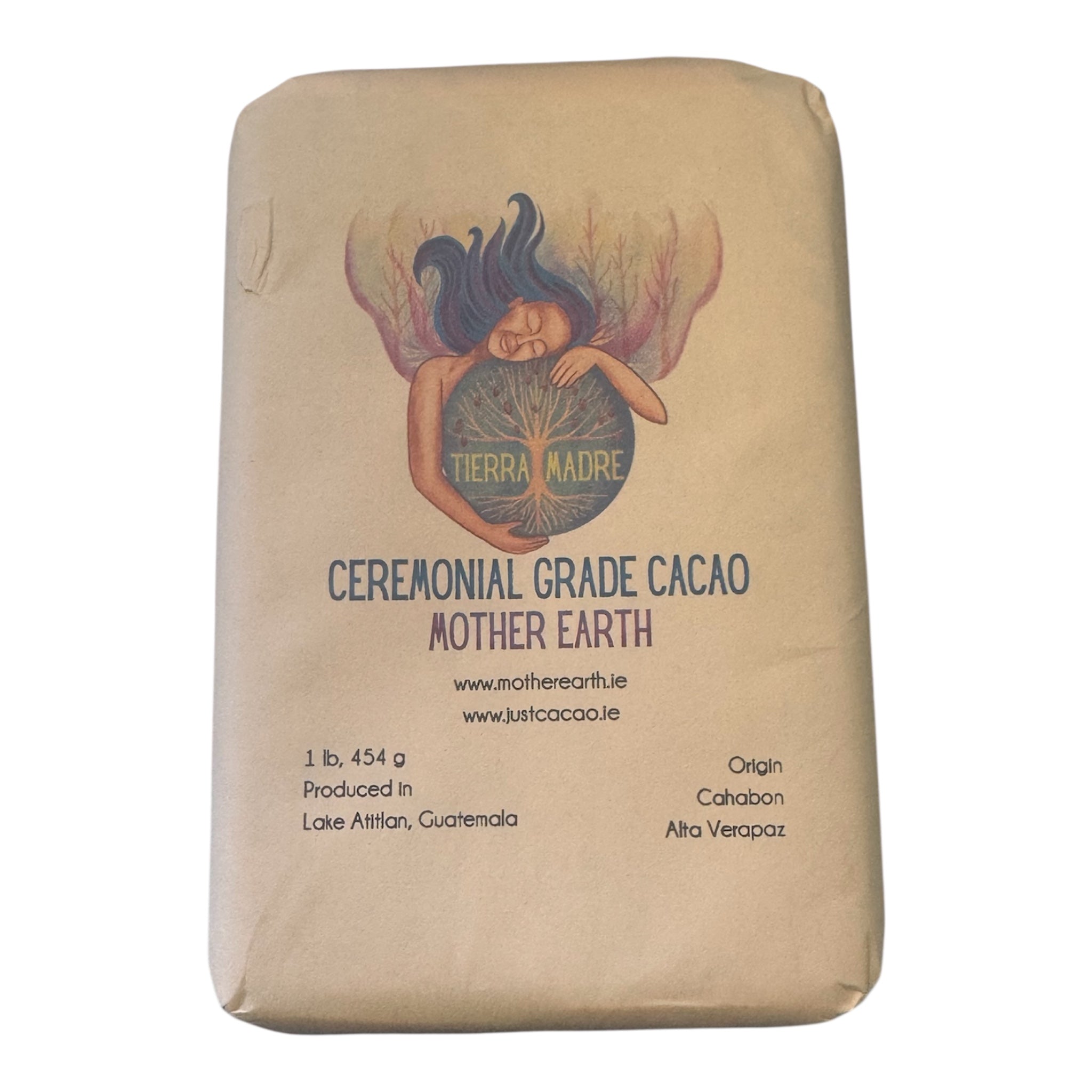 100% Ceremonial Cacao - Mother Earth - Finest Guatemalan Blend. Solid Cacao Bar (227g or 454g). Supports Womens Collective. (Cahabon origin) - Salmon Pink Colour.
