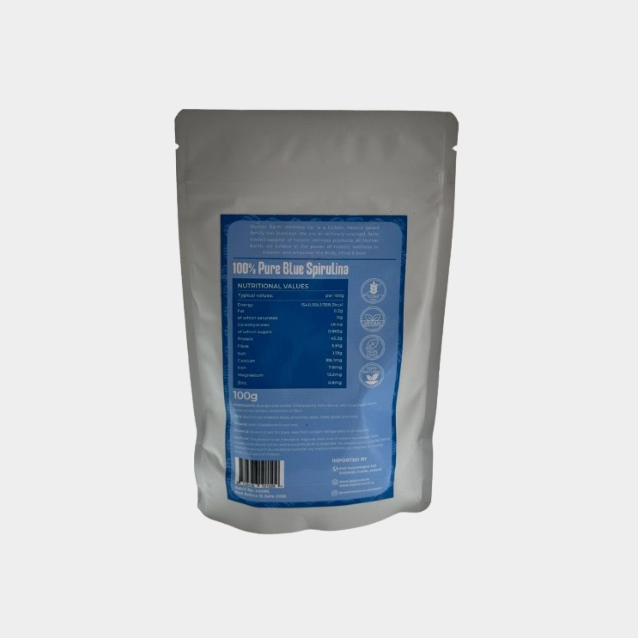 Mother Earth Blue Spirulina Powder - 100% Natural. (100g) - Just Cacao