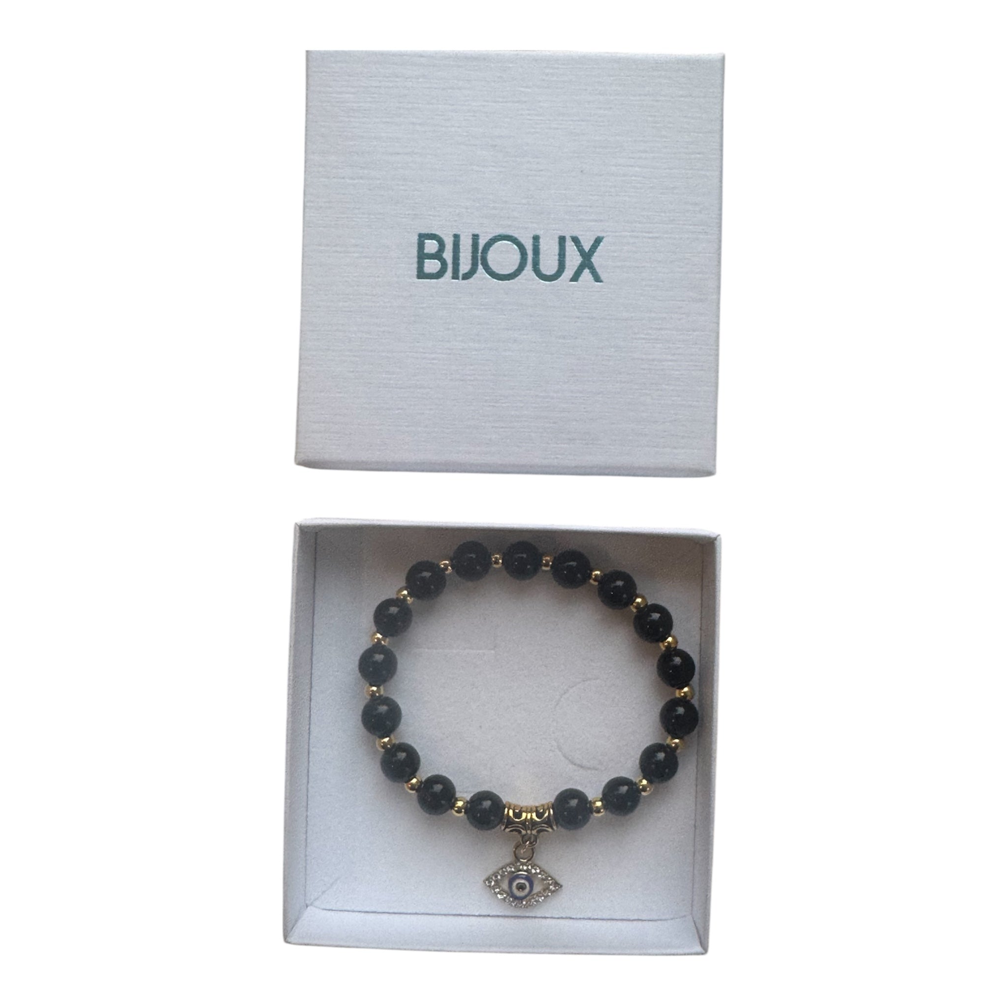 Bijoux Third Eye Chakra Bracelet – Amethyst & Pearl (Unisex) - Black