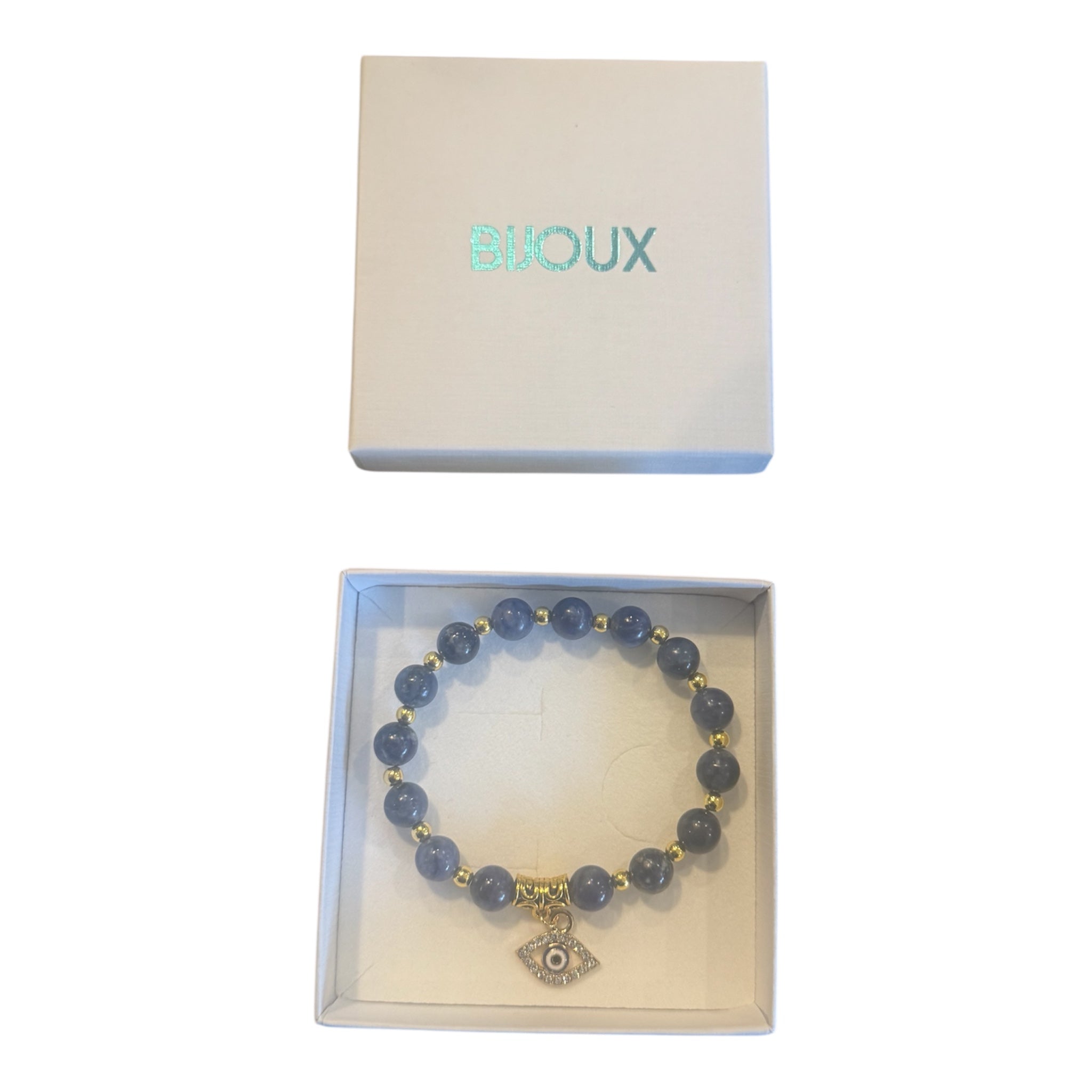 Bijoux Third Eye Chakra Bracelet – Amethyst & Pearl (Unisex) - Blue
