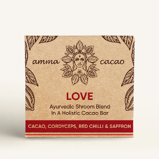 AmmaBar LOVE - Ayurvedic Shrooms Blend In A Holistic Cacao Bar - single bars. 36g