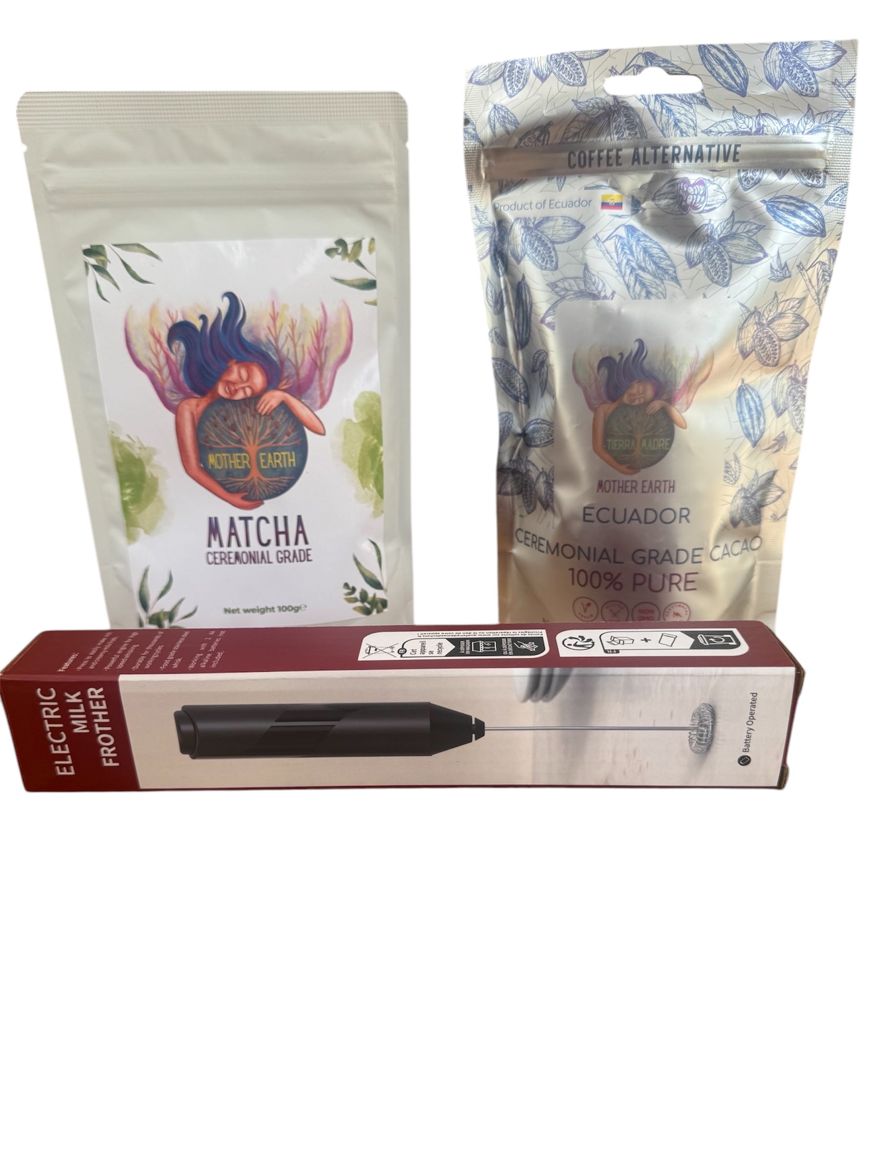 The “Ceremonial Grade Duo Bundle” (100g Matcha & 200g of Ceremonial Grade Cacao with blender) - Just Cacao