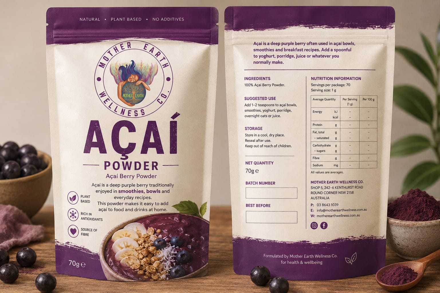 Mother Earth Açaí Powder 70g