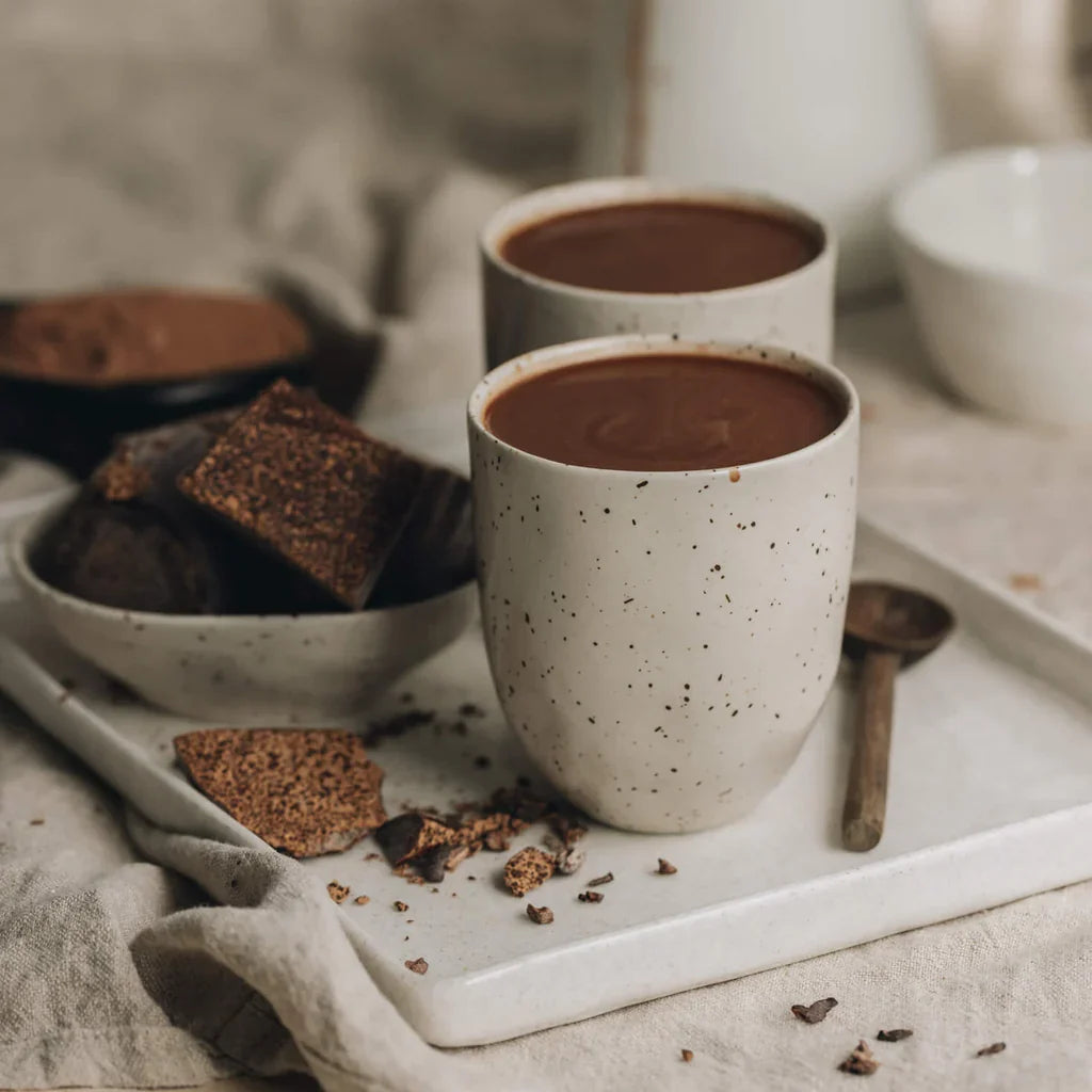 Prepared ceremonial cacao in a cup