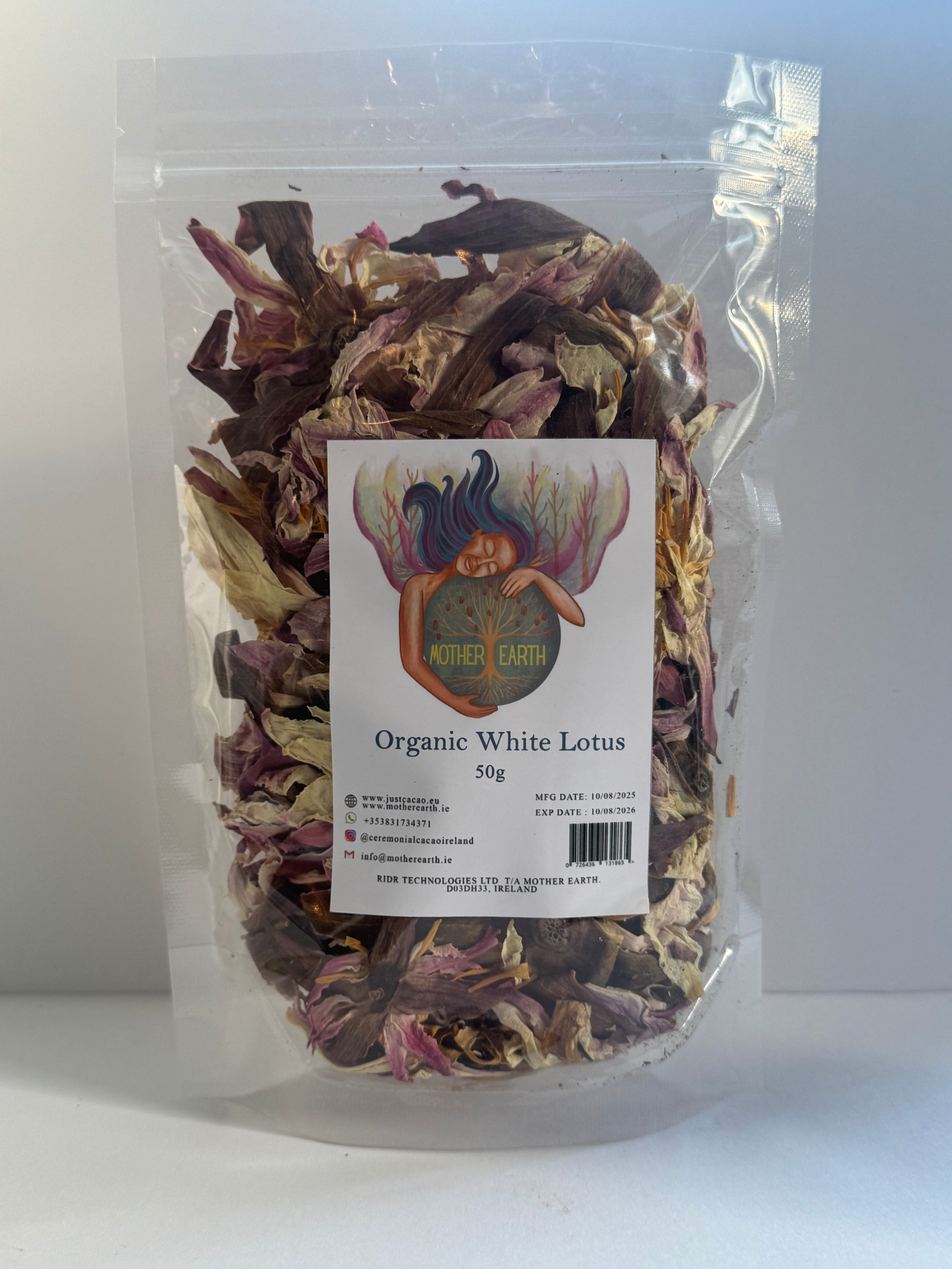 Mother Earth Organic White Lotus Full Flowers  (50g)
