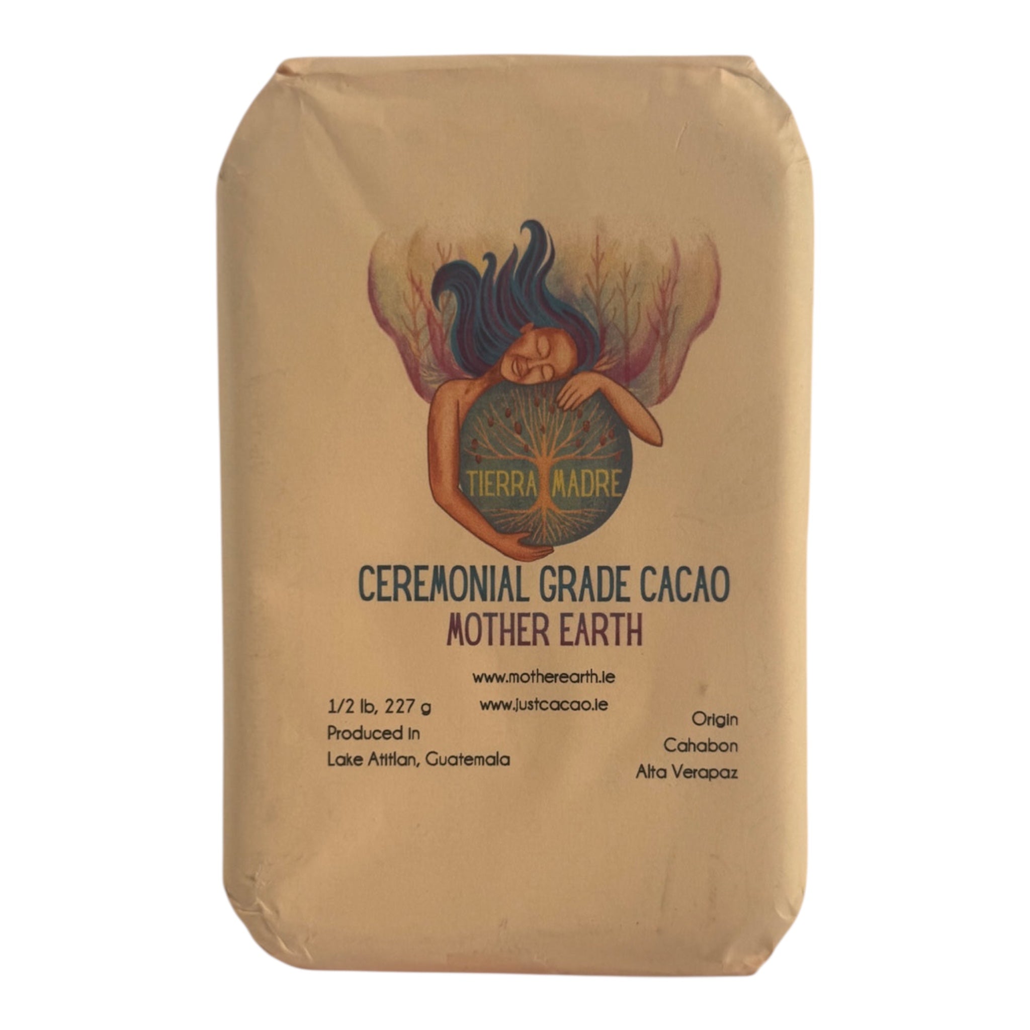 100% Ceremonial Cacao - Mother Earth - Finest Guatemalan Blend. Solid Cacao Bar (227g or 454g). Supports Womens Collective. (Cahabon origin) - Salmon Pink Colour.