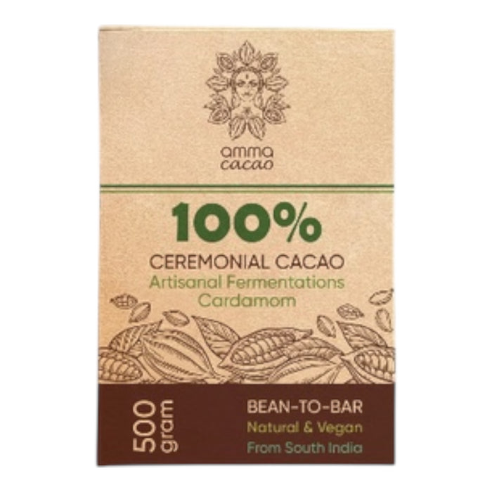Ceremonial Cacao. Artisanal Fermenations - Cardamom 500g block. - Just Cacao