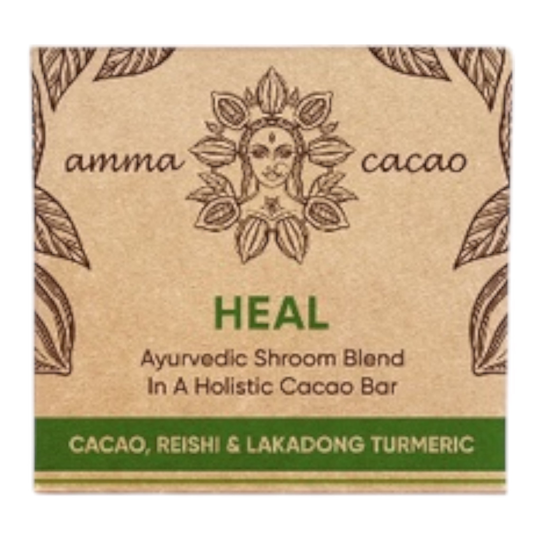 AmmaBar HEAL - Ayurvedic Shrooms Blend In A Holistic Cacao Bar - single bars. 36g