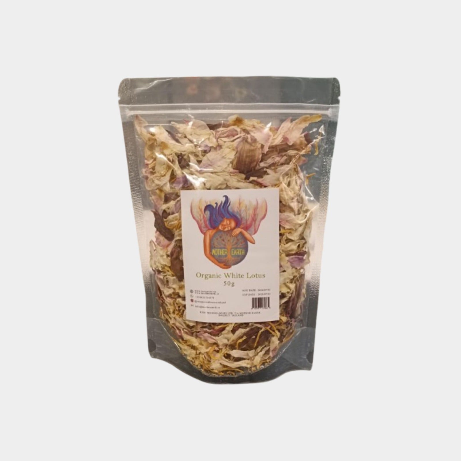 Mother Earth Organic White Lotus Full Flowers  (50g)