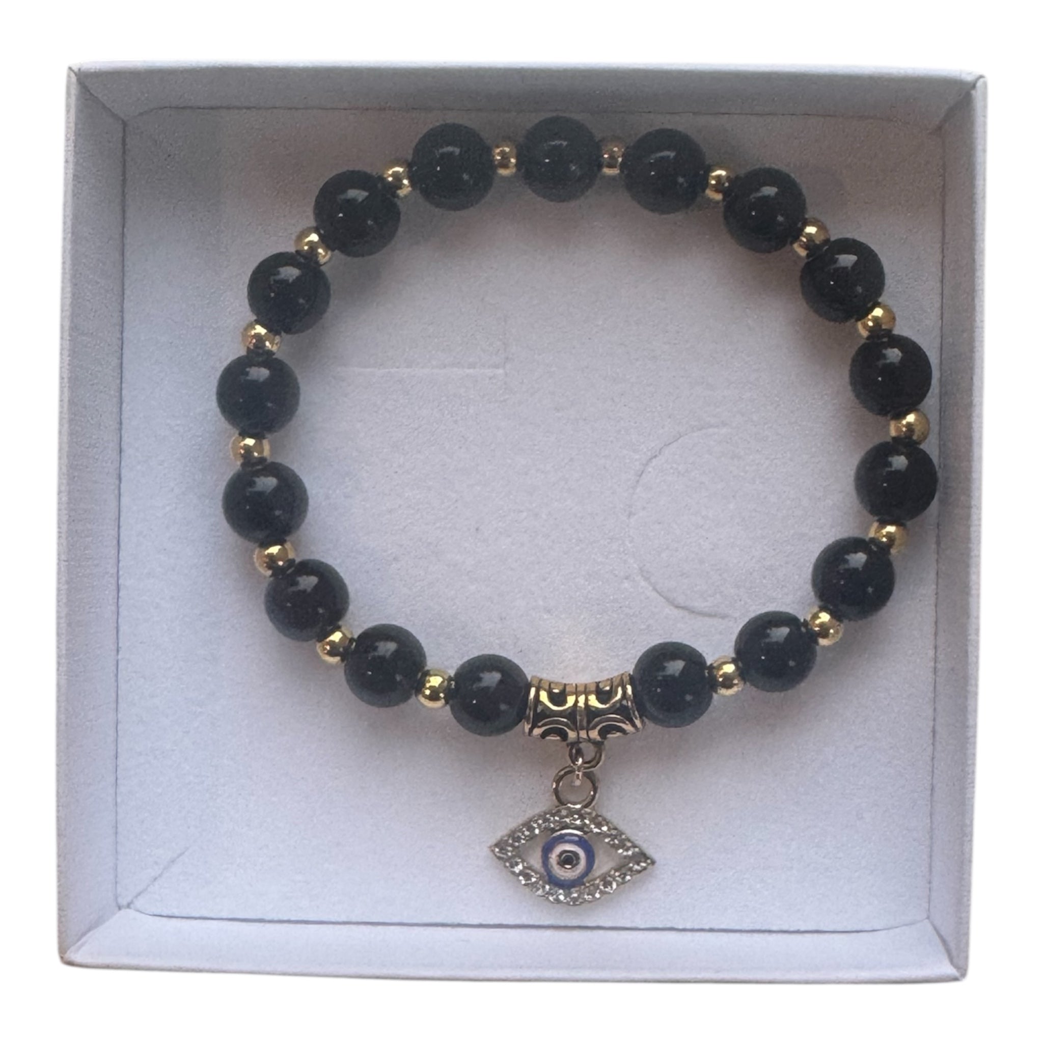 Bijoux Third Eye Chakra Bracelet – Amethyst & Pearl (Unisex) - Black