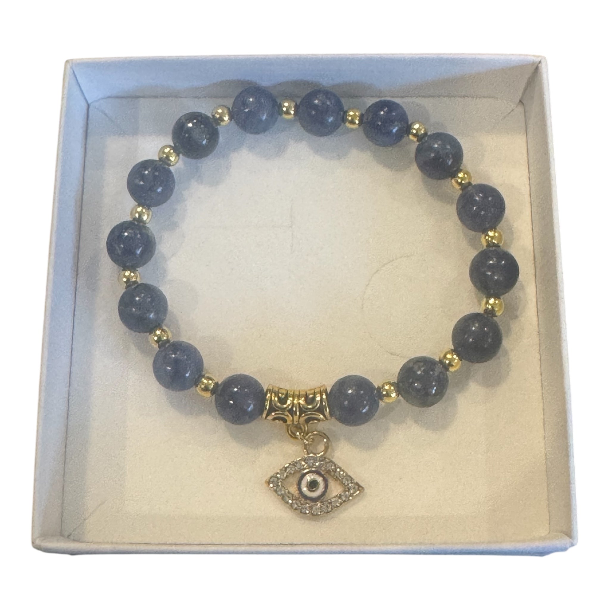 Bijoux Third Eye Chakra Bracelet – Amethyst & Pearl (Unisex) - Blue