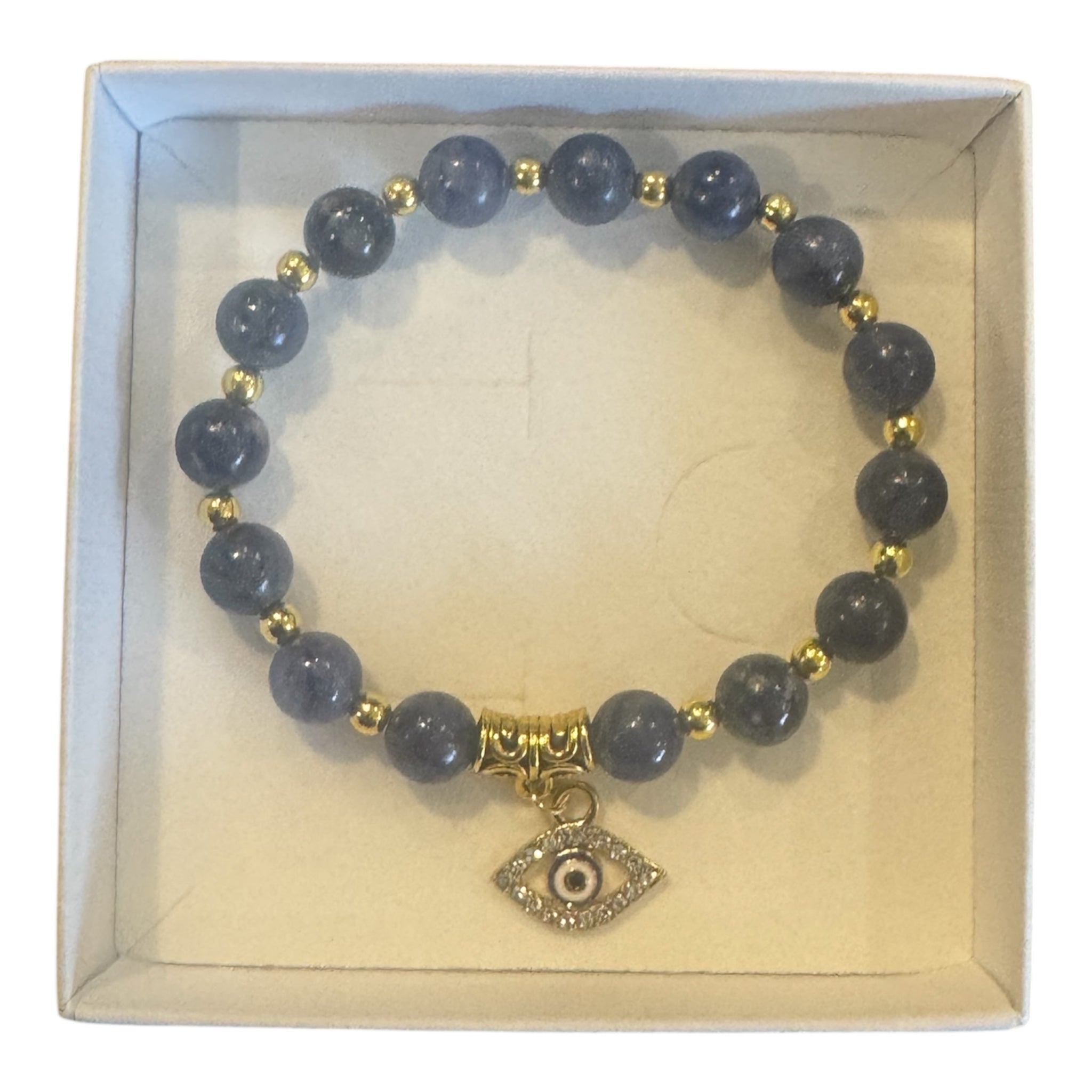 Bijoux Third Eye Chakra Bracelet – Amethyst & Pearl (Unisex) - Blue
