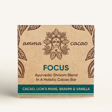 AmmaBar FOCUS - Ayurvedic Shrooms Blend In A Holistic Cacao Bar - single bars. 36g