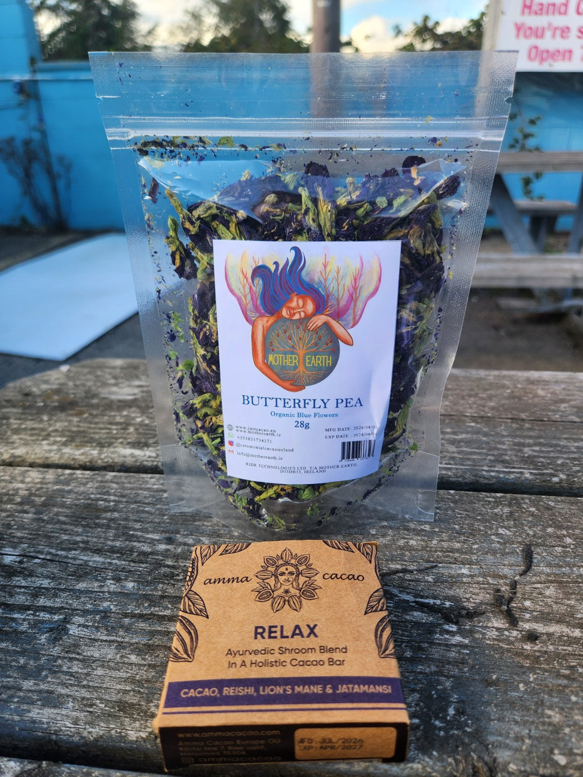 Mother Earth Butterfly Pea 28g with Amma Cacao RELAX 36g