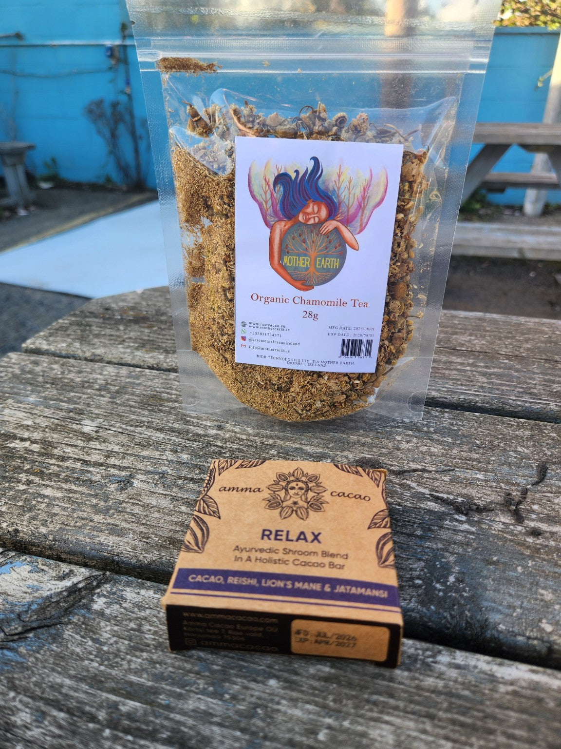 Organic Chamomile Tea 28g with Amma Cacao RELAX 36g