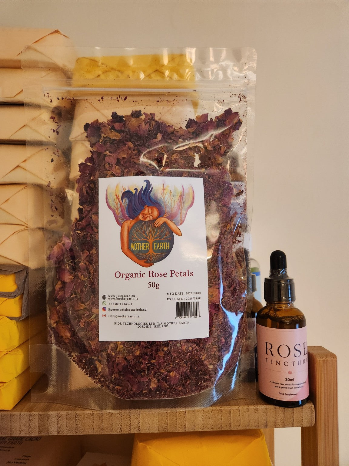 Rose Ritual Duo | Rose Petals 50g + Bulgarian Rose Tincture 30ml - Just Cacao