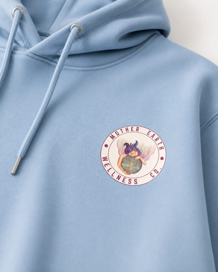 Mother Earth Wellness Co. Light Blue Hoodie - Just Cacao